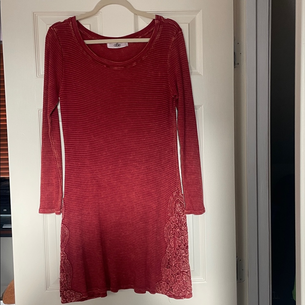 Waffle knit Long sleeve dress